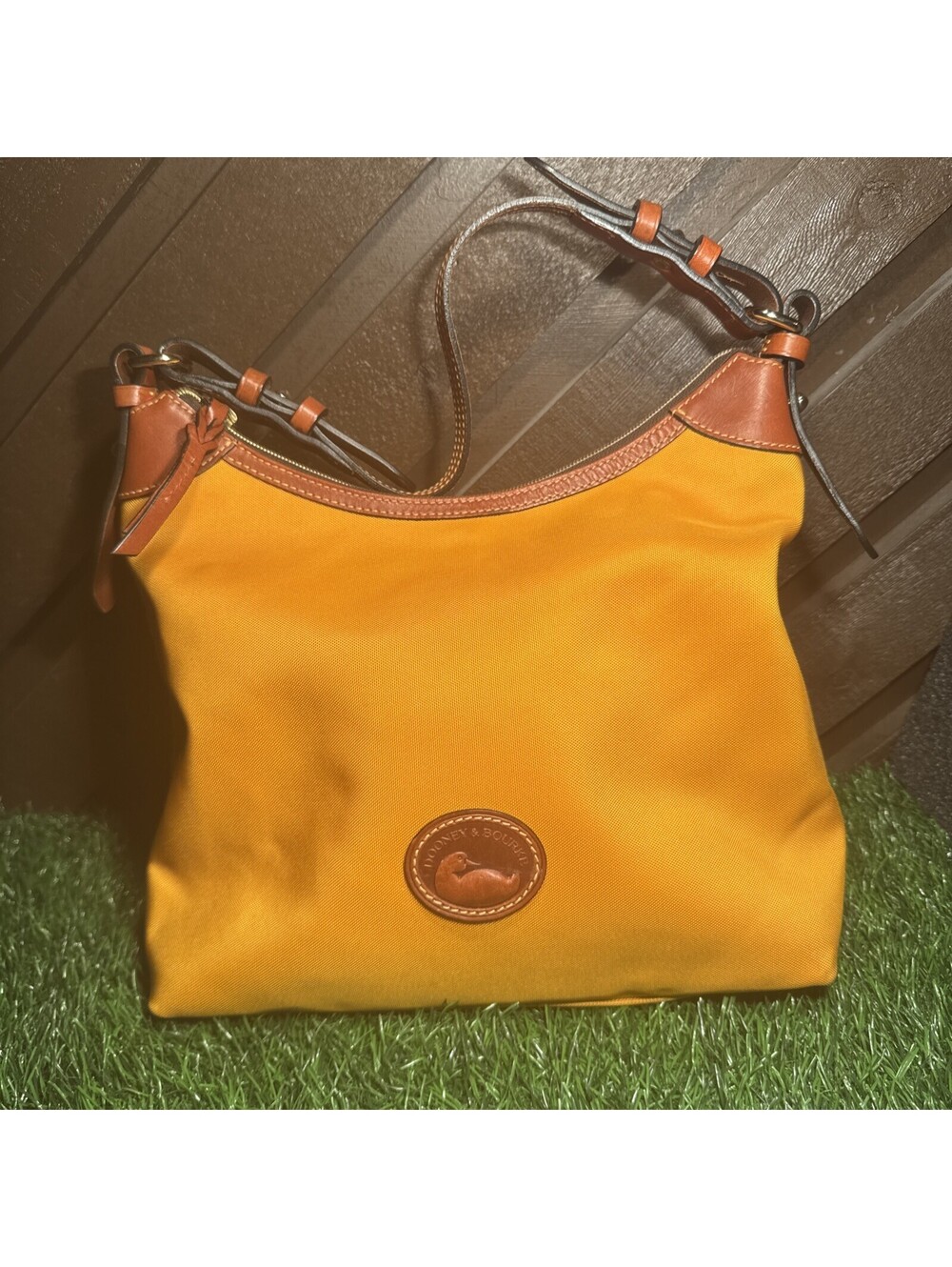 Dooney & Bourke Nylon Large Erica Hobo Shoulder Bag Mustard Yellow Red Lining - Picture 1 of 14